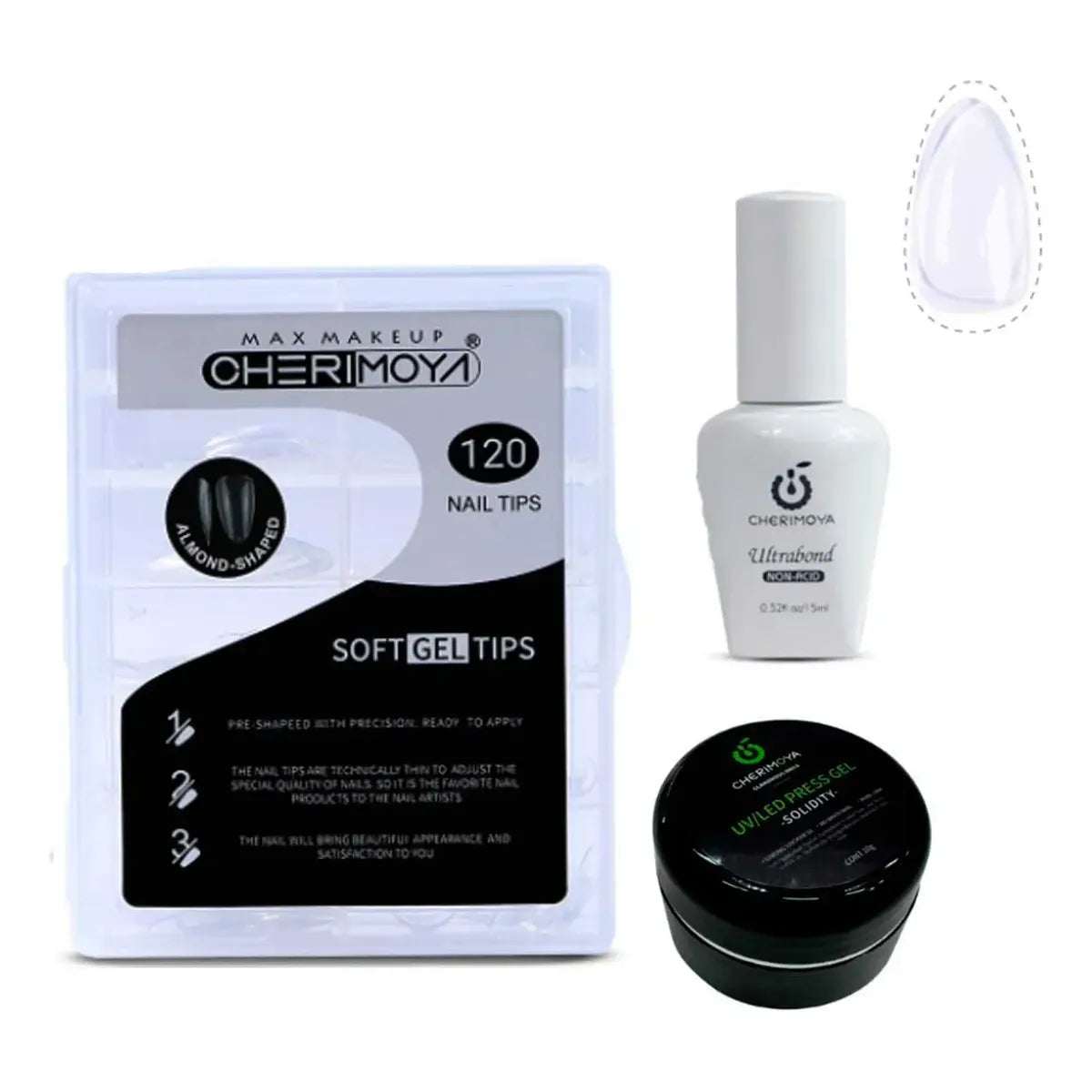 Kit Soft Gel Cherimoya Ultrabond + Tips + Gel Solido