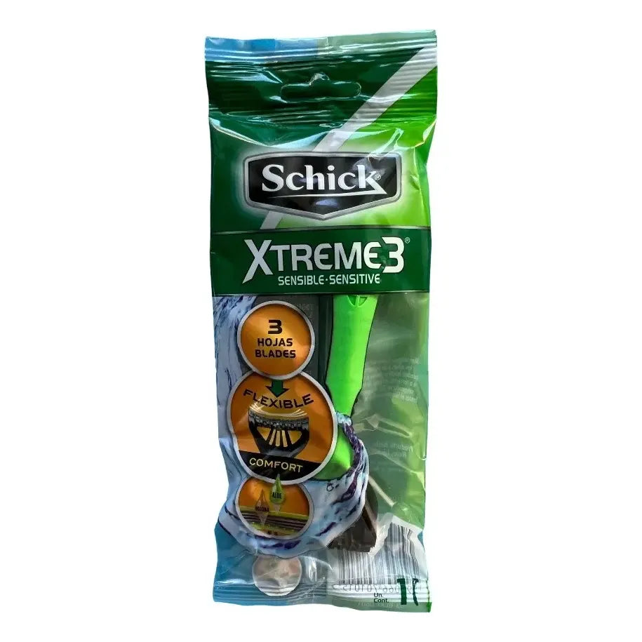 Afeitadora desechable Schick Xtreme3 piel sensible 3 hojas con banda lubricante