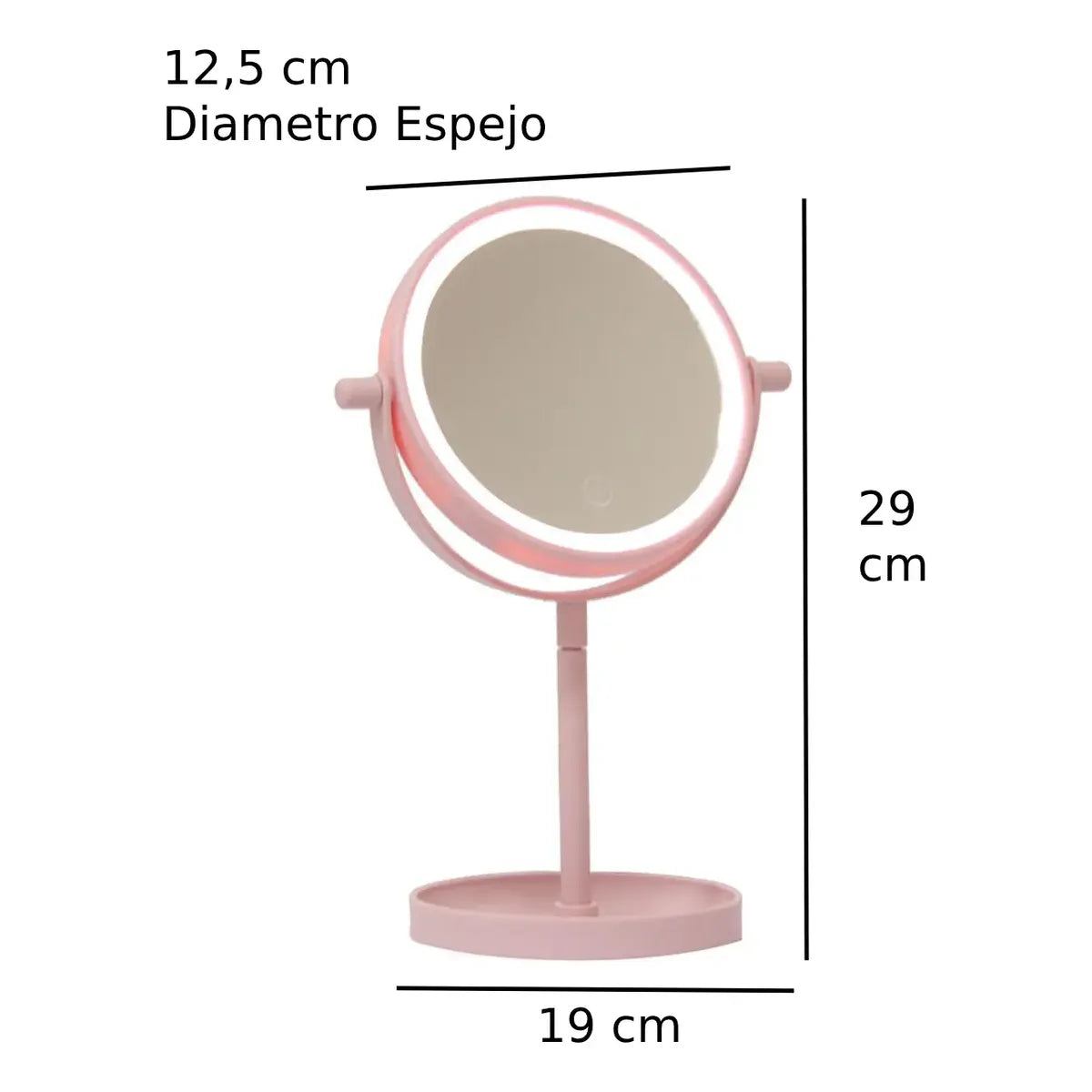 Espejo Maquillaje Aro Luz Led Personal Base Mesa Giratorio