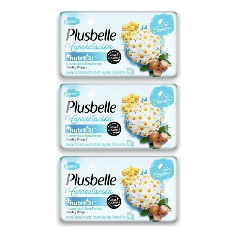 Jabon De Tocador En Barra Humectacion Plusbelle Pack X3 Unidades SURINFINITO