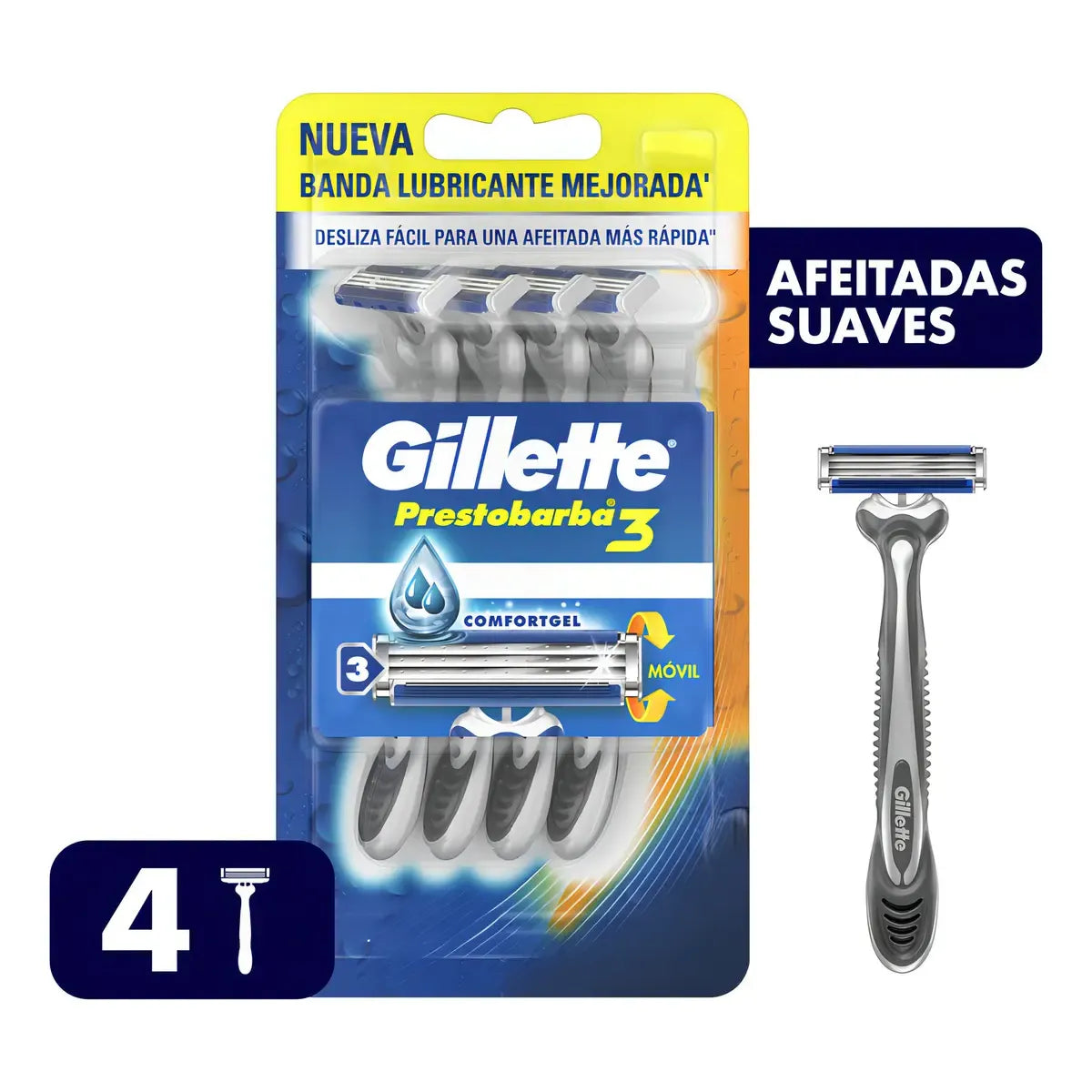 Gillette Máquinas De Afeitar Prestobarba3 X 4 Unidades
