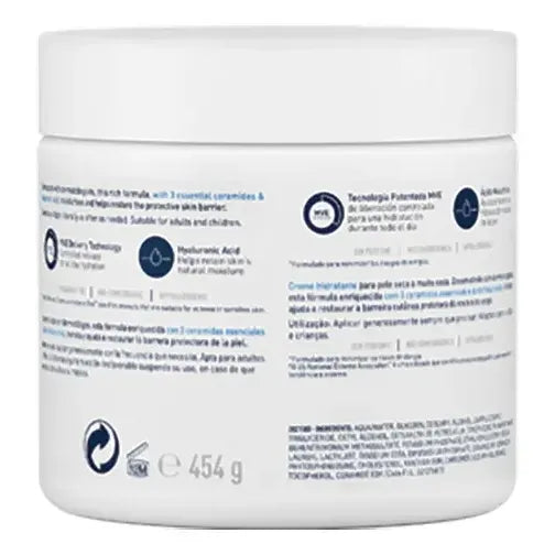 Cerave Crema Hidratante Pote X 454 Gramos Fragancia Sin fragancia