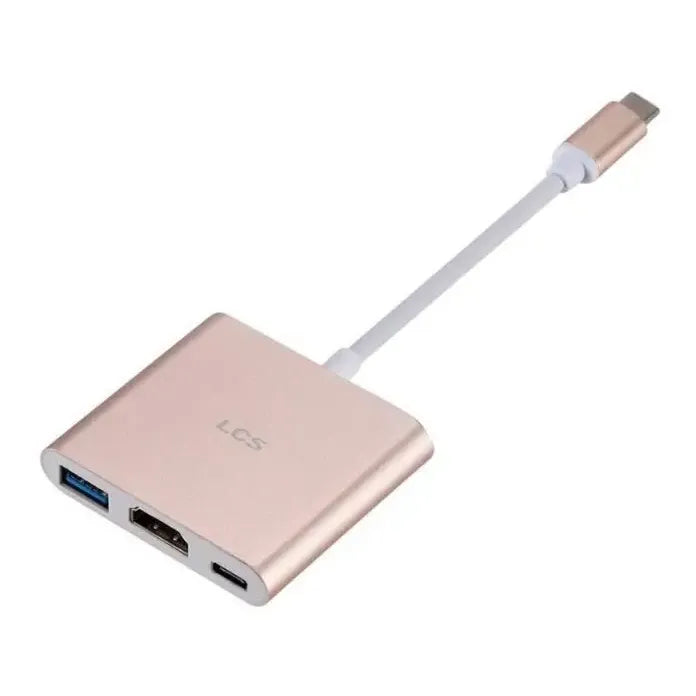Hub Adaptador Usb-c 3 En 1 Hdmi 4k Usb-a Usb-c Pc Mac Lcs