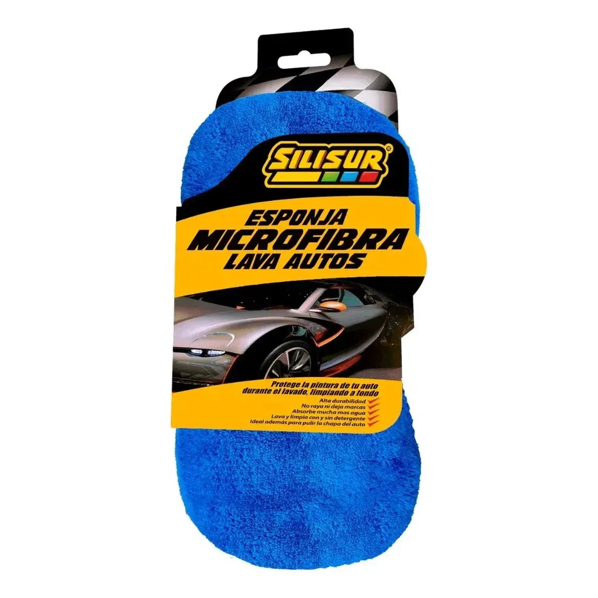 Esponja Para Autos Silisur De Microfibra Absorbente 25x10cm Color Azul