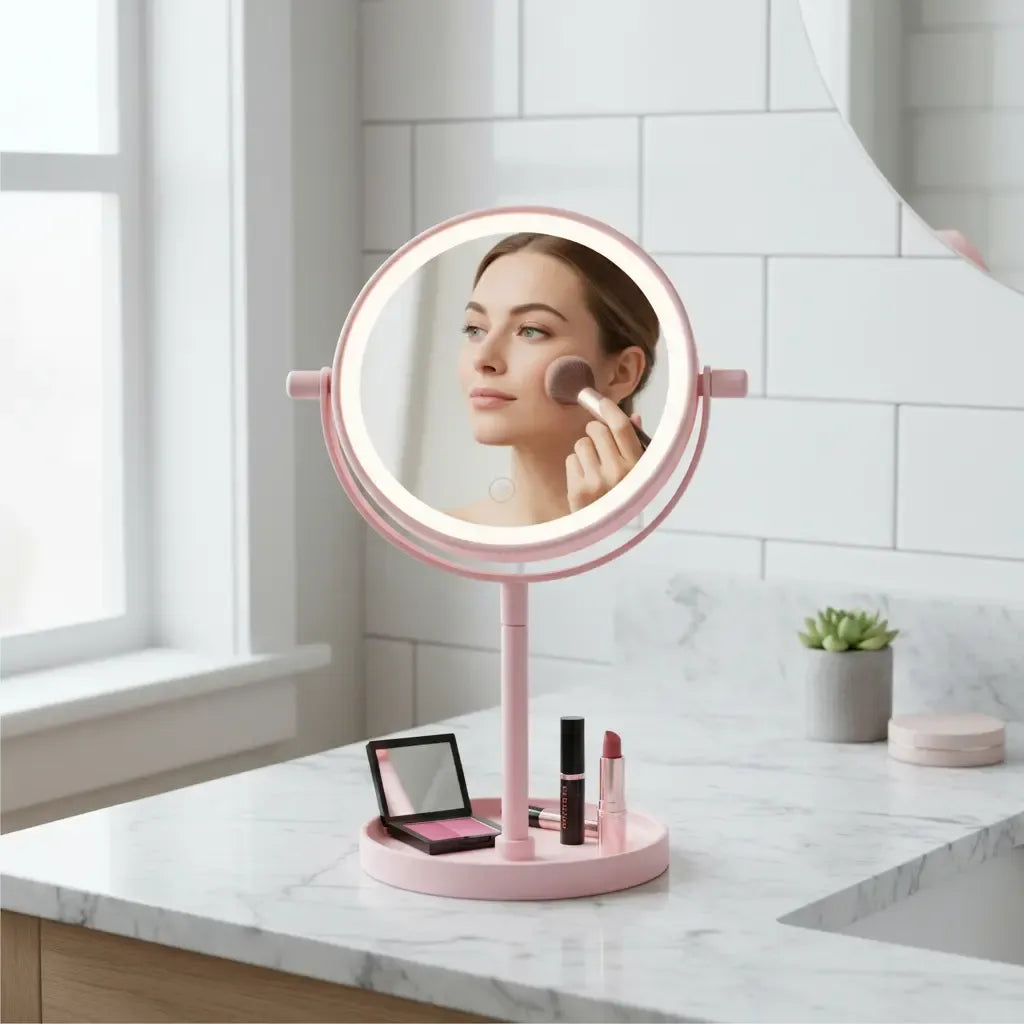 Espejo Maquillaje Aro Luz Led Personal Base Mesa Giratorio