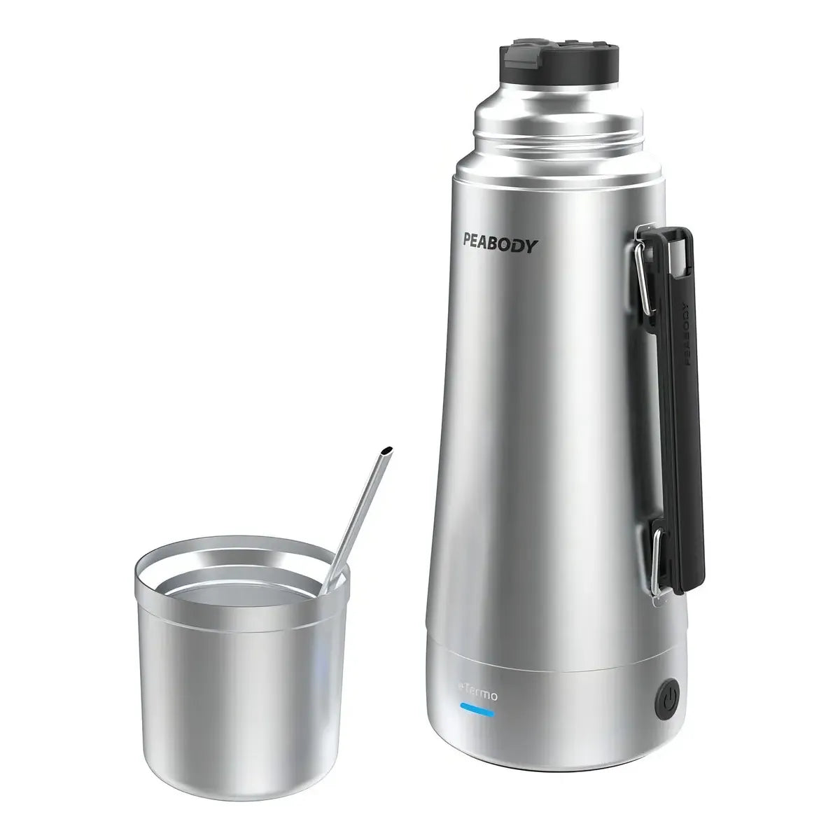Termo Electrico Peabody Eta1001s A.inox 1l Mate Bombilla P1 Plateado