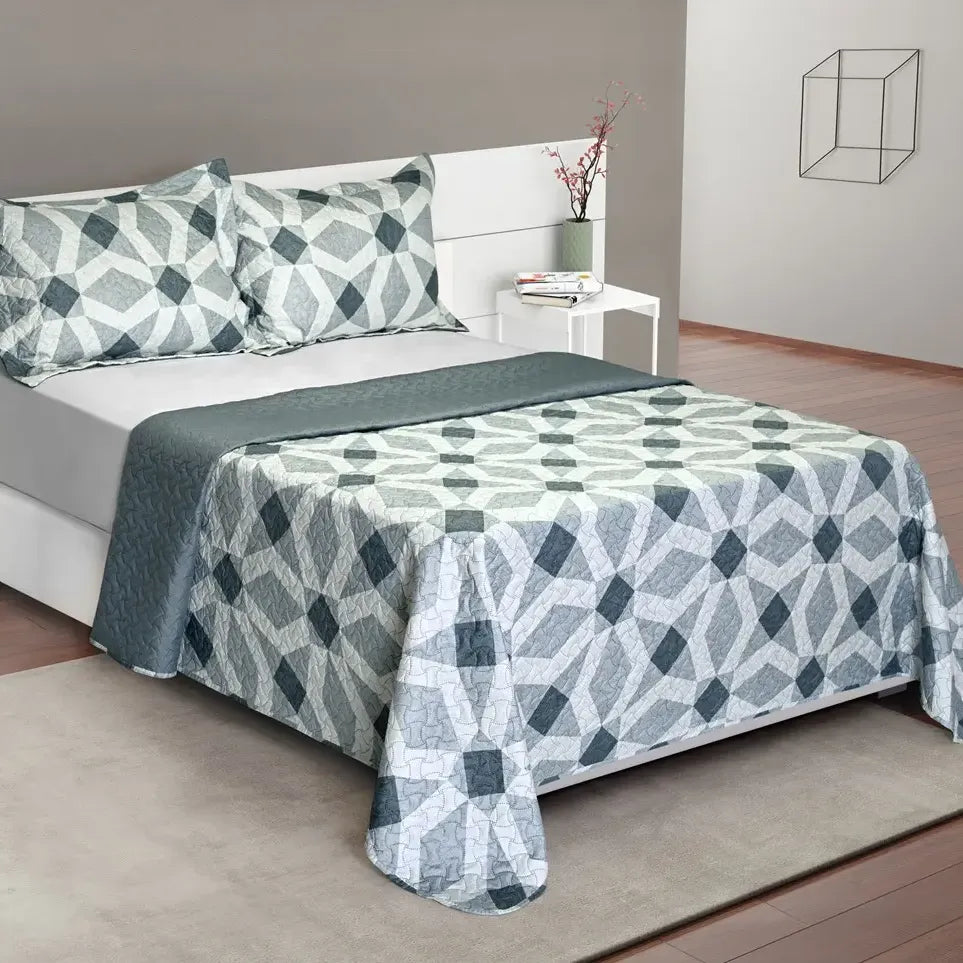 Cover Cubrecama Quilt Estampado Reversible 1 1/2 Pza