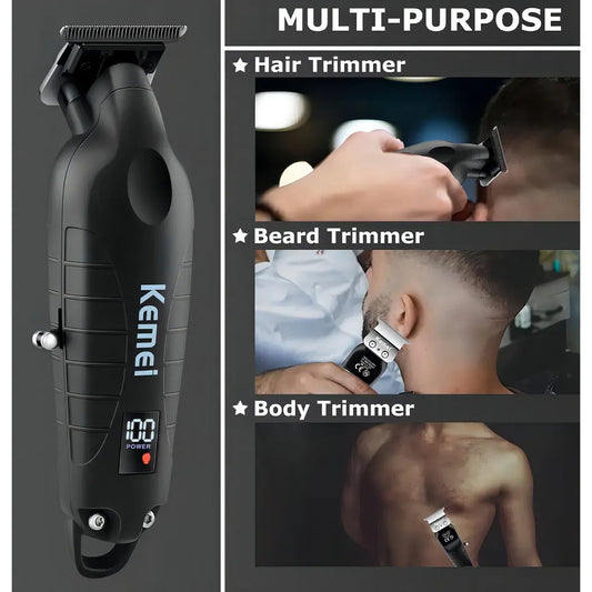 Cortadora de Pelo Inalámbrica Kemei KM 2293 Acero Inoxidable Negro