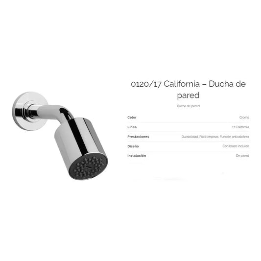 Ducha Articulada Fv Autolimpiante California 120/17 C/ Brazo Acabado Cromado Color Plateado