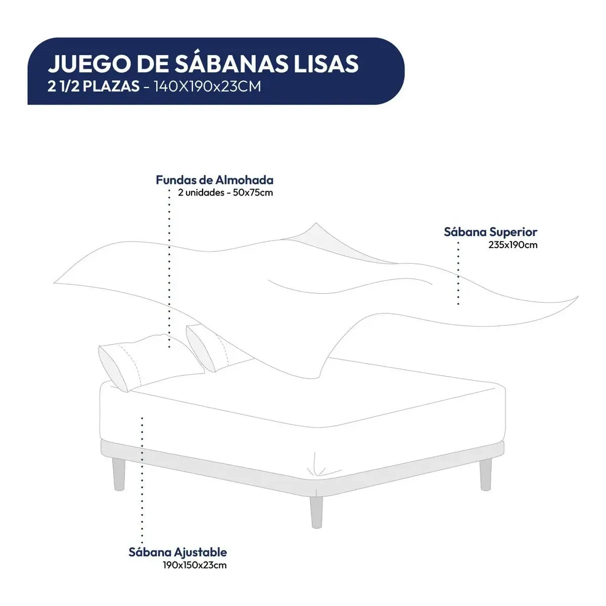 Sabanas 2 Plazas Y Media Juego Para Colchón 140 X 190
