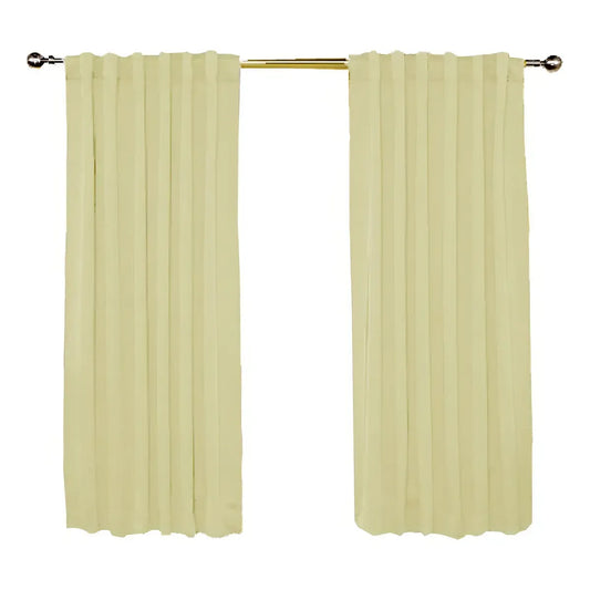 Jgo De Cortinas Blackout Textil 150cm Largo Presillas Oculta Color Natural