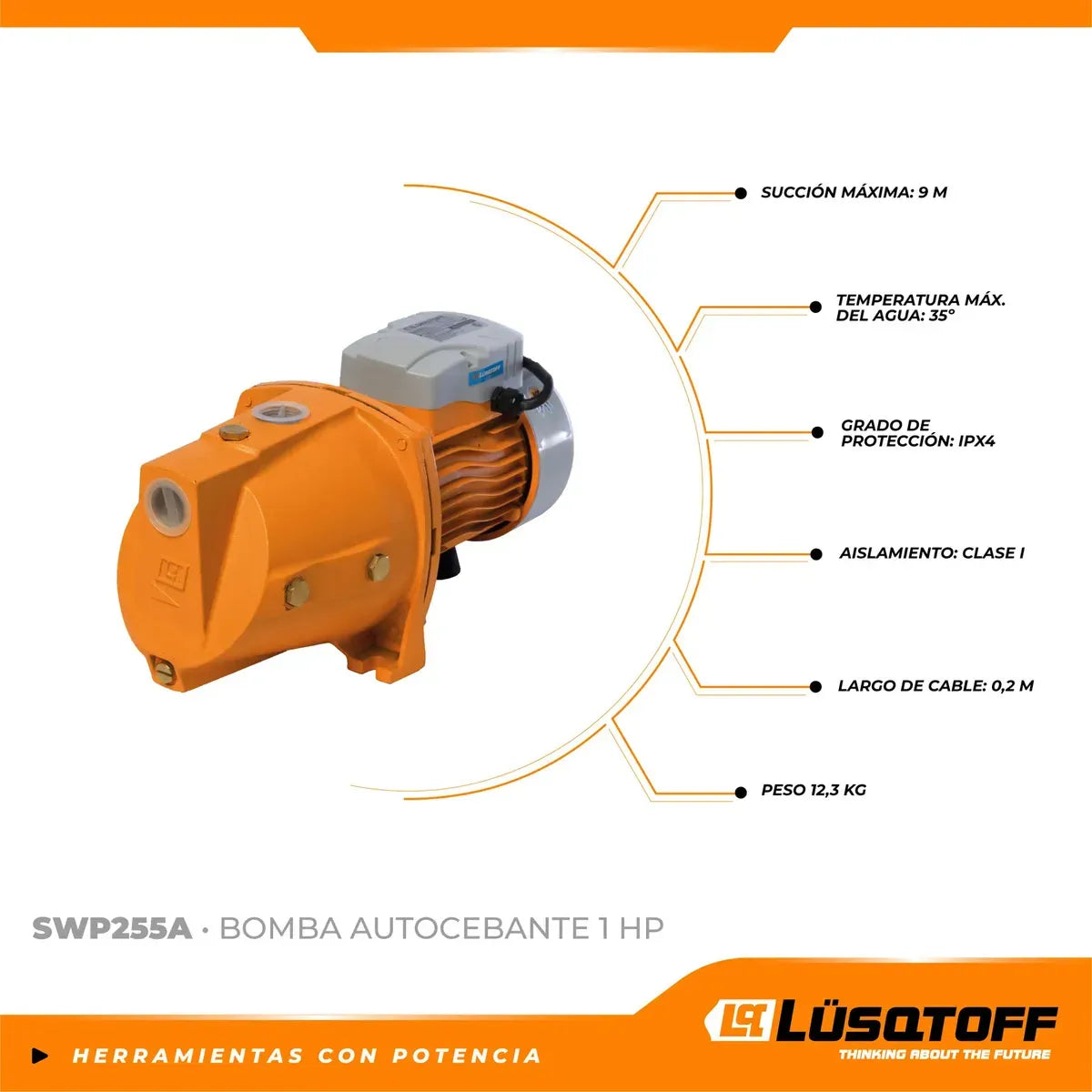 Bomba Autocebante Lusqtoff SWP255A 1 HP 55 l/min 750w
