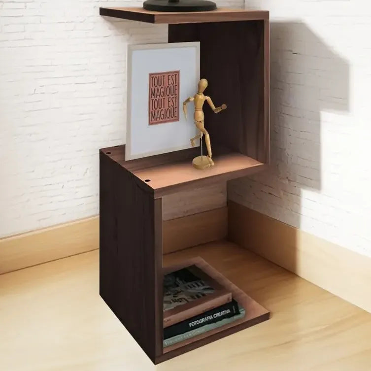 Mesa De Luz 3 Estantes Sajo Para Dormitorio Moderna Color Negro
