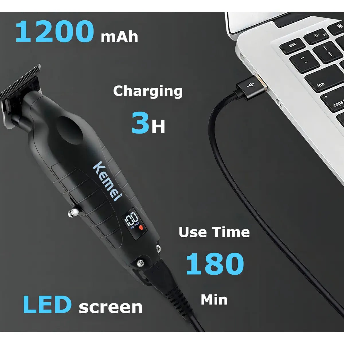 Cortadora de Pelo Inalámbrica Kemei KM 2293 Acero Inoxidable Negro