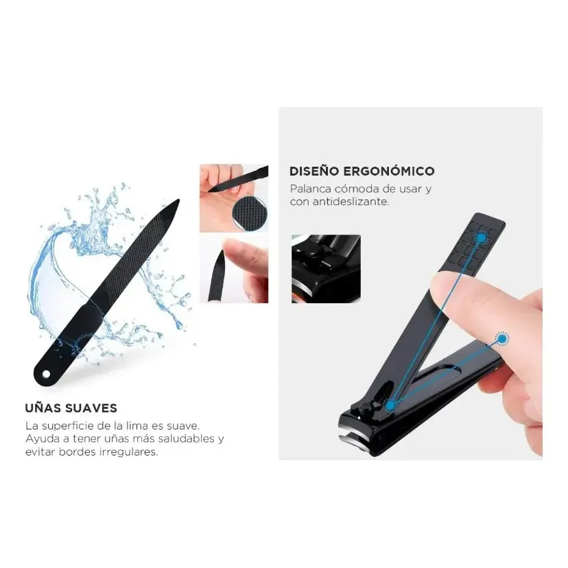 Set 2 Alicates Para Uñas Lima Manicuría Pedicuría Acero Inox