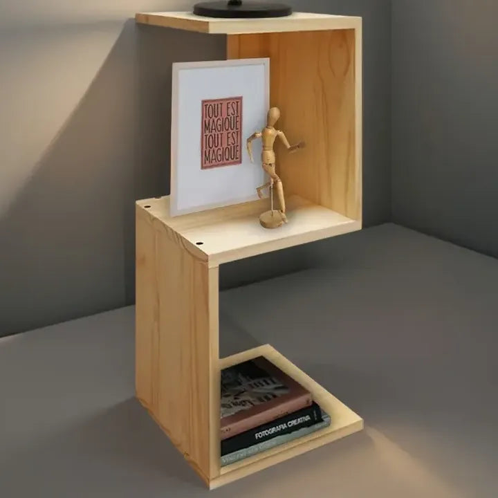 Mesa De Luz 3 Estantes Sajo Para Dormitorio Moderna Color Negro