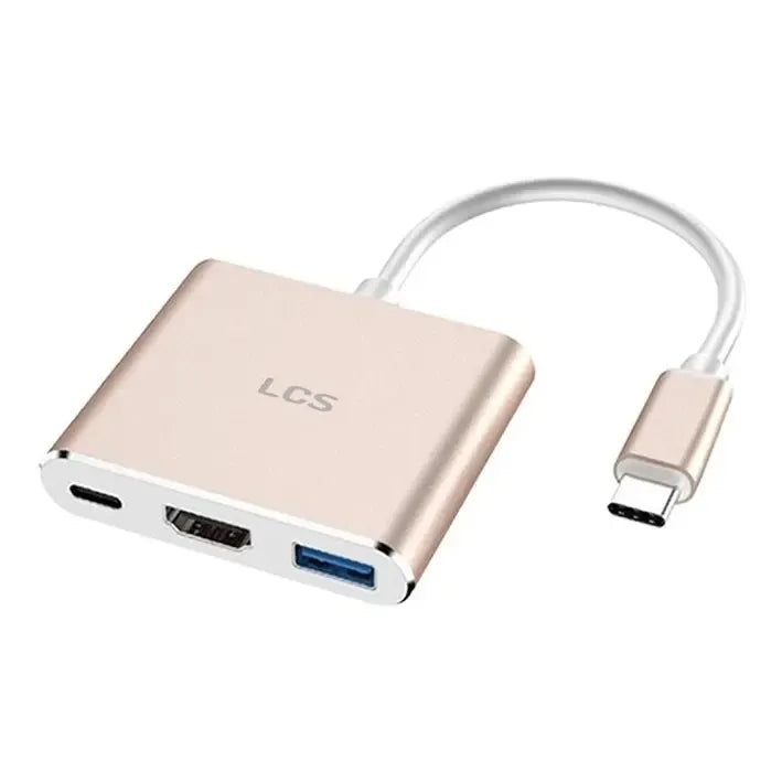 Hub Adaptador Usb-c 3 En 1 Hdmi 4k Usb-a Usb-c Pc Mac Lcs