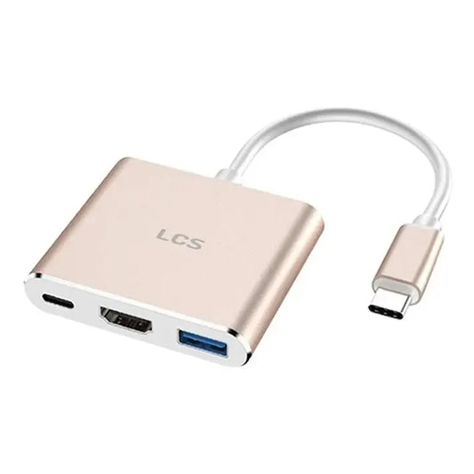 Hub Adaptador Usb-c 3 En 1 Hdmi 4k Usb-a Usb-c Pc Mac Lcs