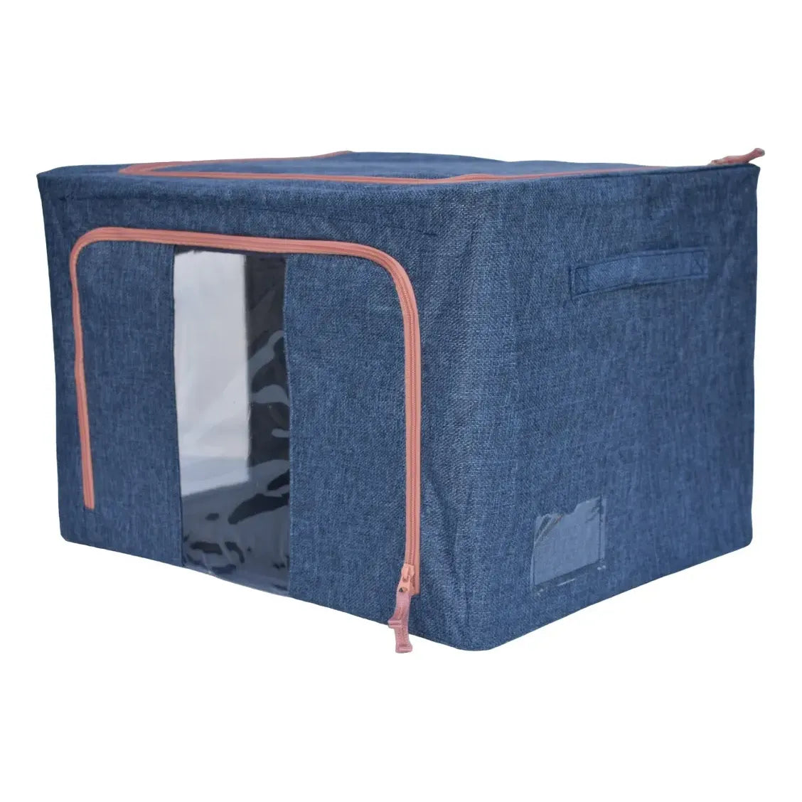 Canasto Organizador Tela 66lt Ropa Cama Con Visor