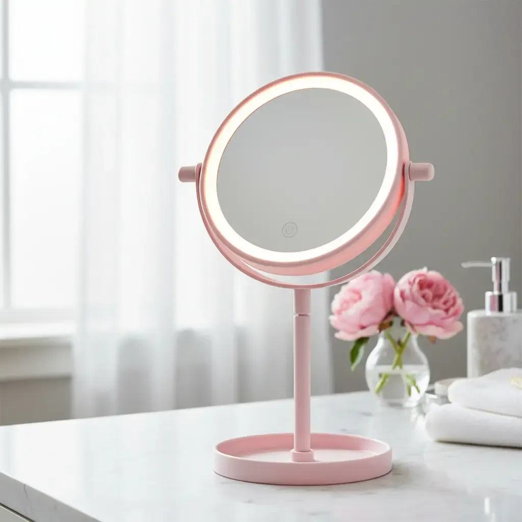 Espejo Maquillaje Aro Luz Led Personal Base Mesa Giratorio