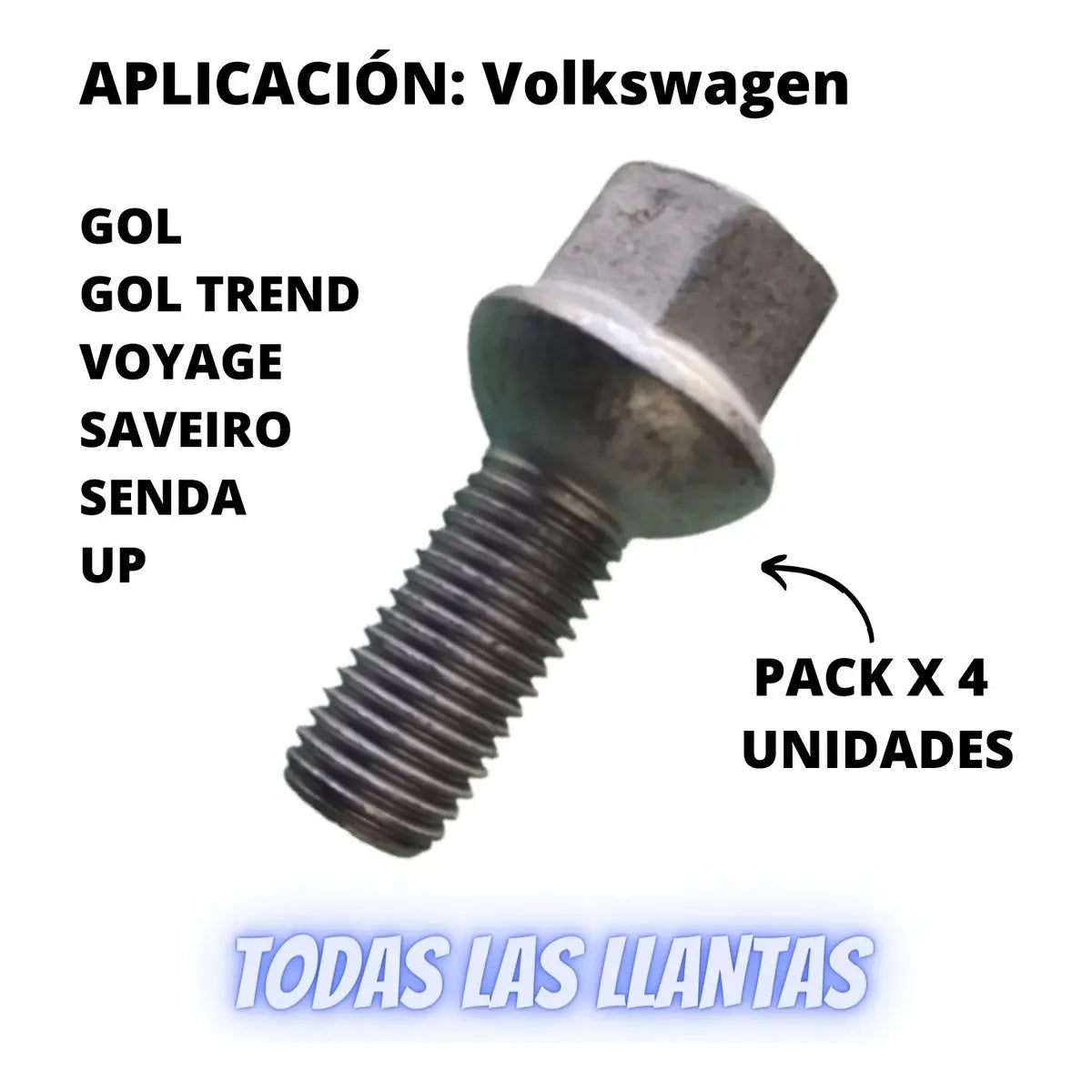 Bulon Rueda P/ Vw Gol Trend Senda Saveiro Up Kit X4 Unidades