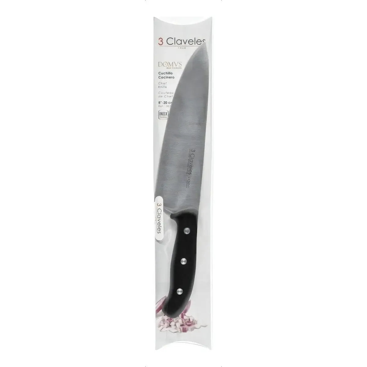 Cuchillo 3 Claveles Cocinero 20 Cm Domus Acero Inoxidable Color Negro