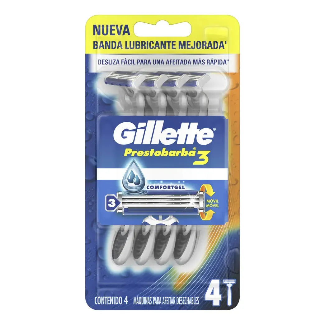 Gillette Máquinas De Afeitar Prestobarba3 X 4 Unidades