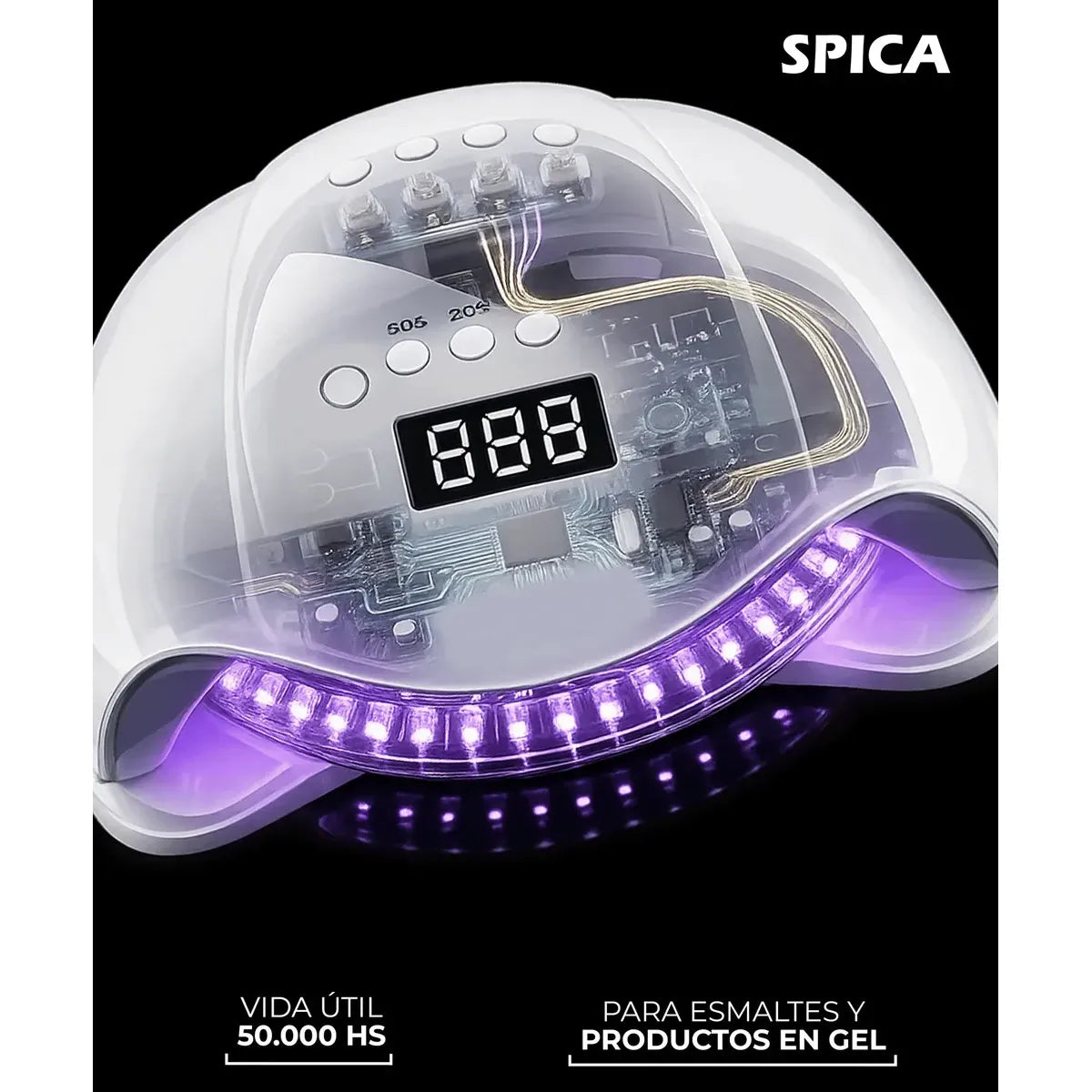 Cabina Led De Uñas 54w Spica Luz Uv Secador Manos Pies Color Blanco