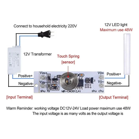 Modulo Sensor Dimmer Touch Capacitico Para Tira Led