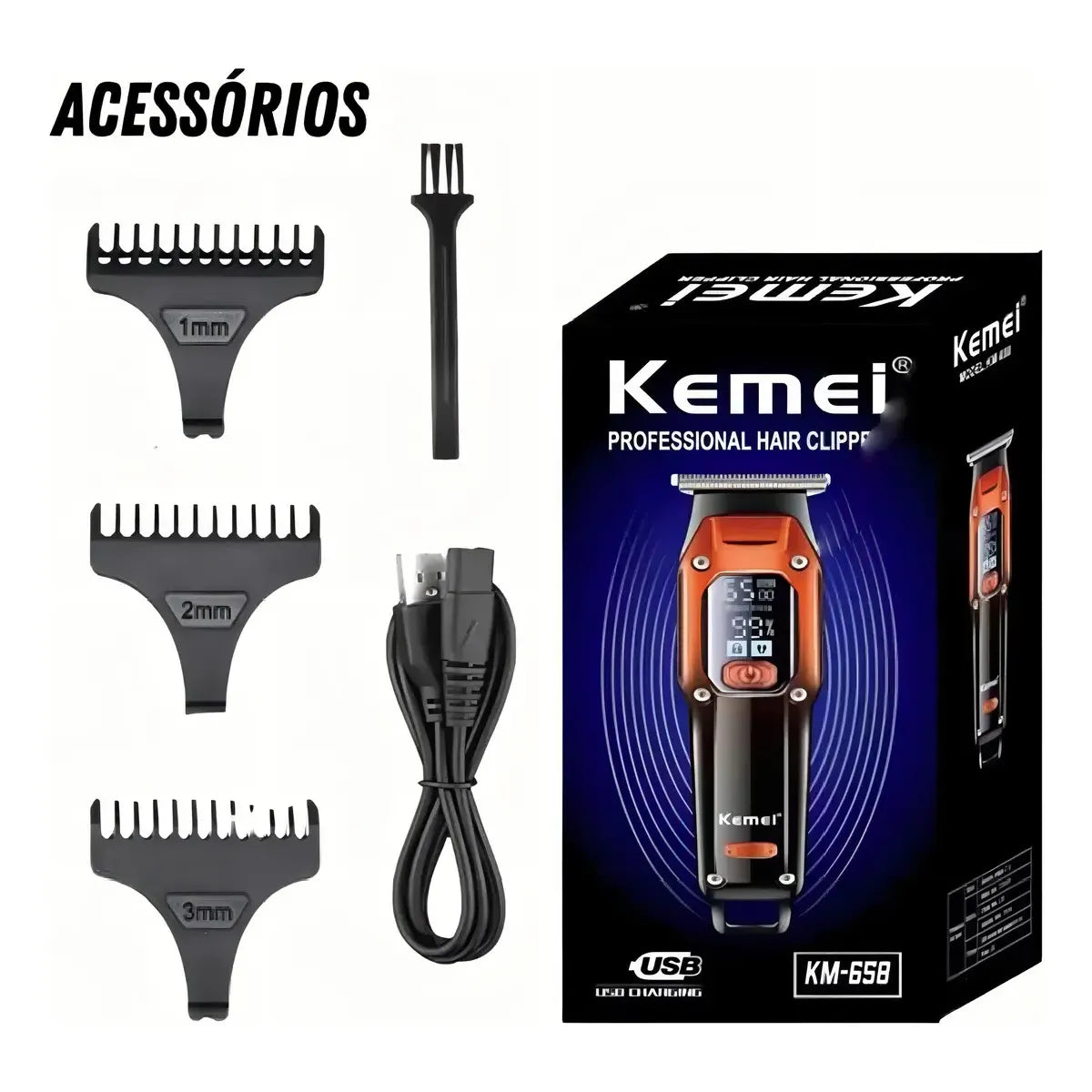 Cortadora de pelo Kemei KM-658 inalámbrica cuchillas autoafilables