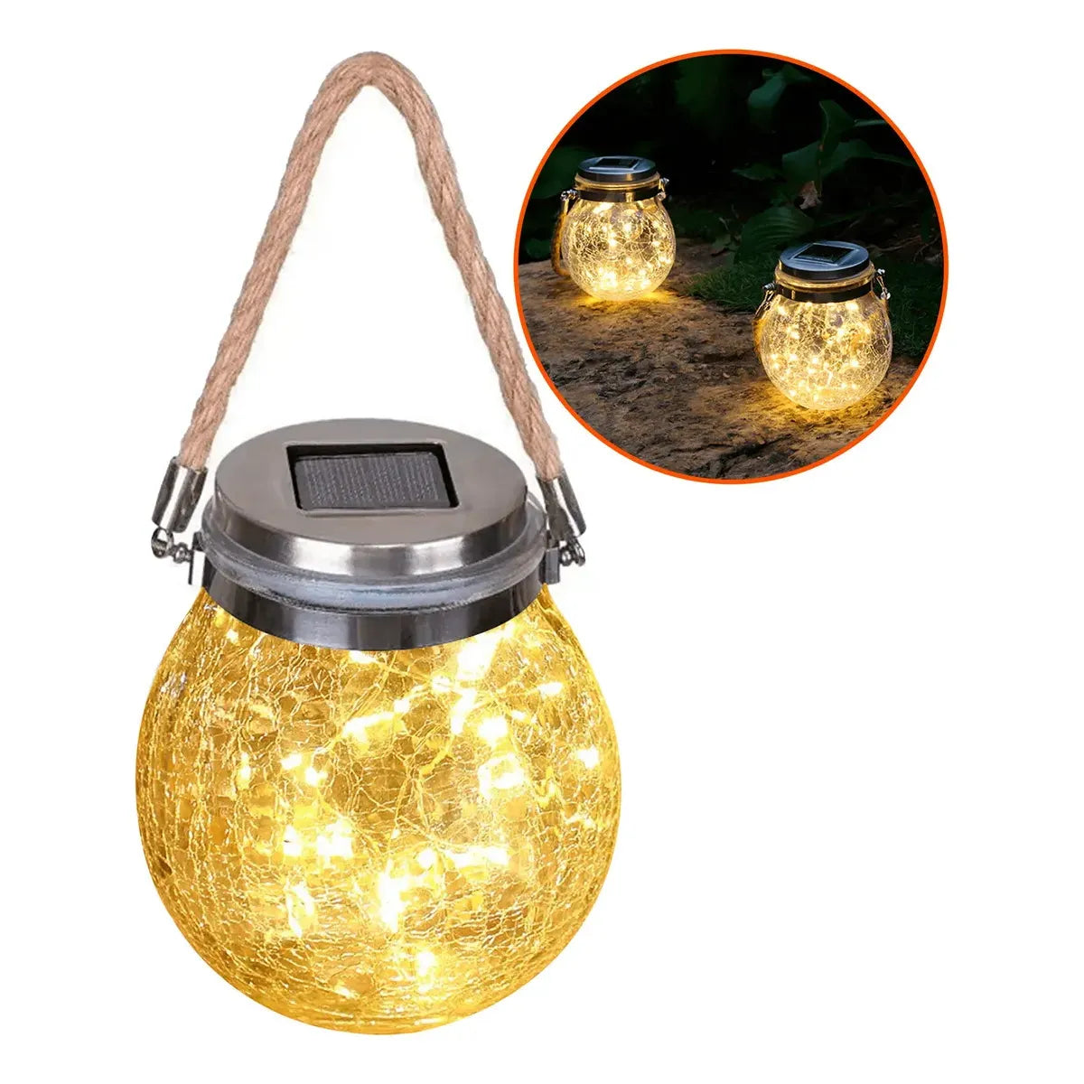 Lampara Vidrio Guirnalda Solar Luz Led LIBERCAM COL-04 Exterior Interior