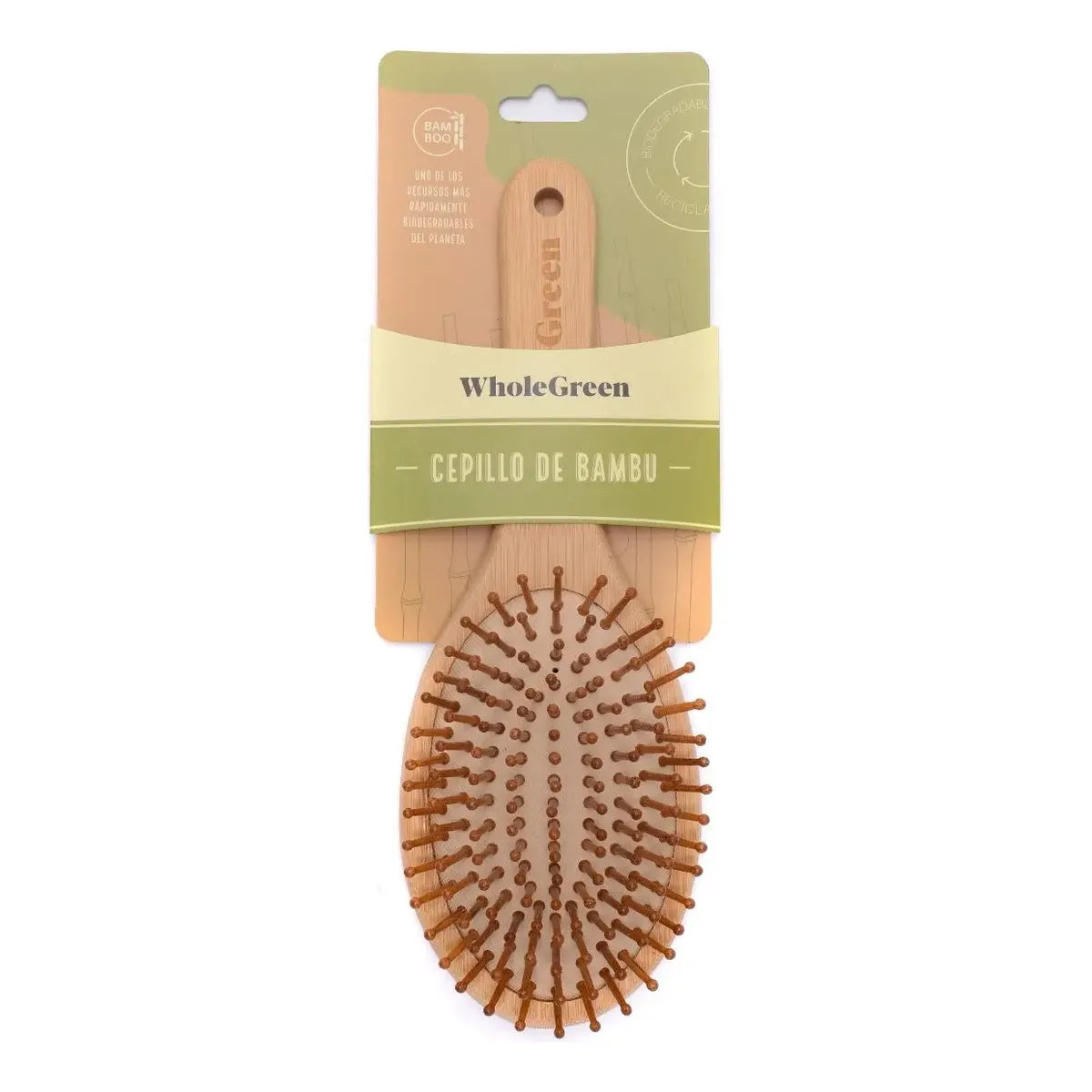 Cepillo De Pelo Bambú Whole Green De Madera Biodegradable