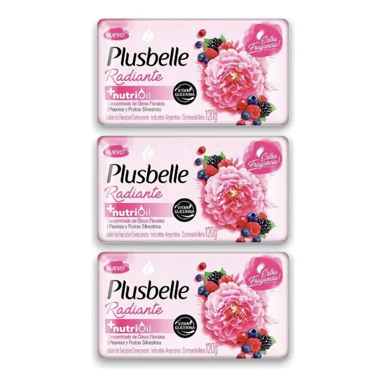 Jabon Tocador En Barra Radiante Plusbelle 120gr. X 3u
