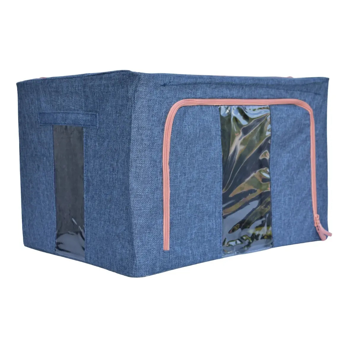 Canasto Organizador Tela 66lt Ropa Cama Con Visor