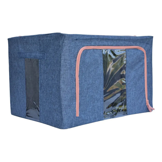 Canasto Organizador Tela 66lt Ropa Cama Con Visor