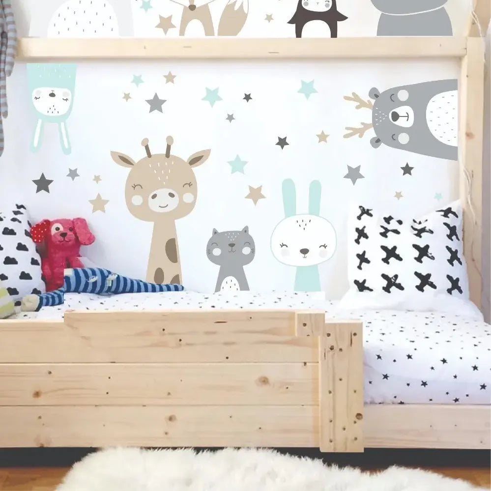 Vinilo Infantil Animales Nórdicos X 10 Uni C Estrellas Chico