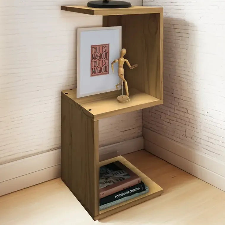 Mesa De Luz 3 Estantes Sajo Para Dormitorio Moderna Color Negro