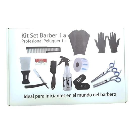 Kit Profesional Barbería Peluquería 12 Piezas Tijeras Navajas 6"