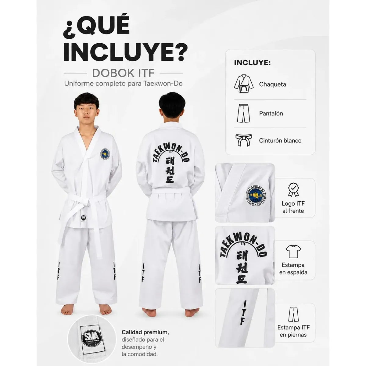 Dobok Taekwondo Itf Sooyang Uniforme Traje Talles Medianos