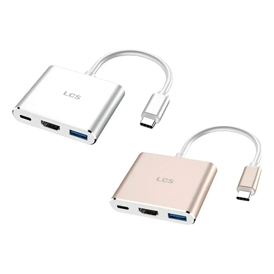 Hub Adaptador Usb-c 3 En 1 Hdmi 4k Usb-a Usb-c Pc Mac Lcs