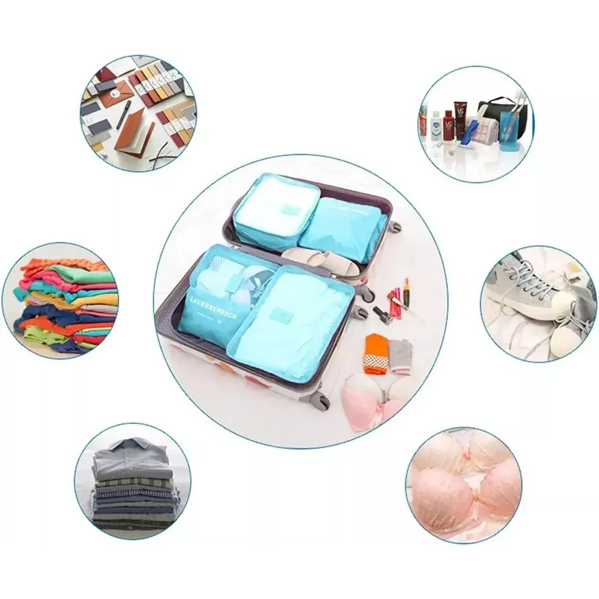 Set Organizador De Valija X 6 Piezas Bolso Viaje Practico