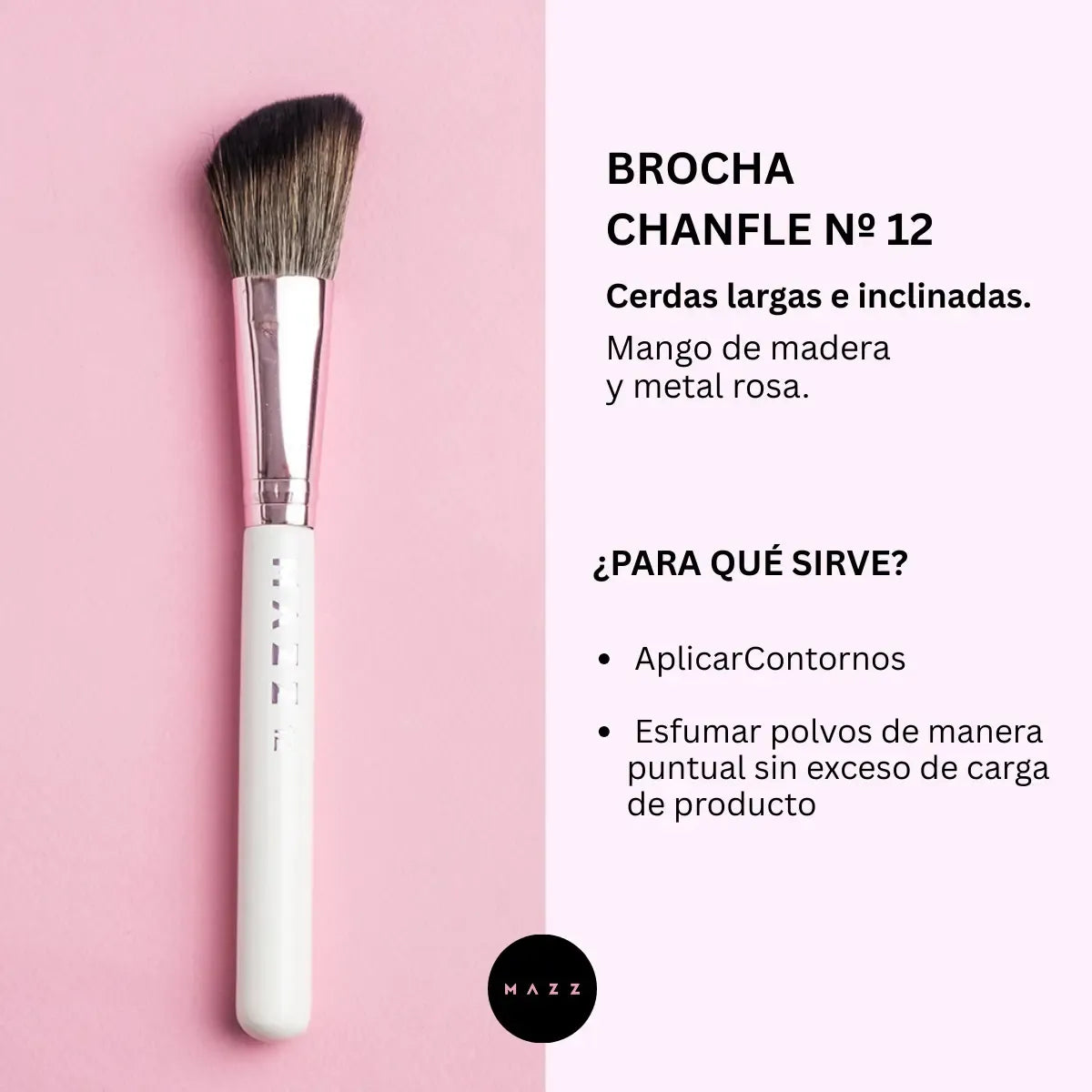 Brocha Contorno Mazz Make Up Biselada Pelo Sintético Vegano