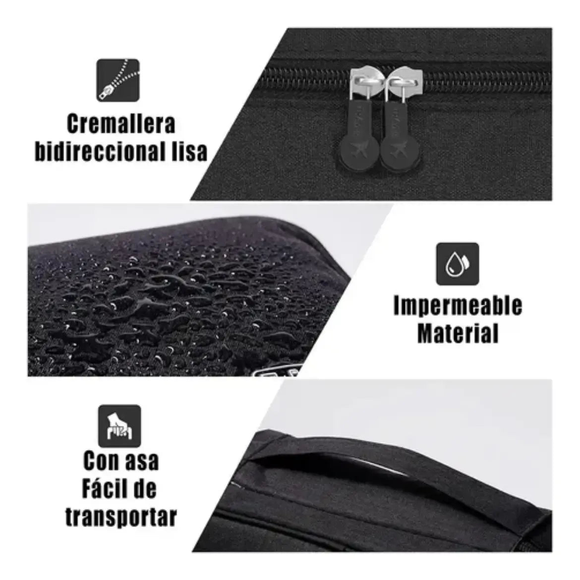 Bolso Organizador De Viaje Mochilas Valijas Cables Neceser Negro