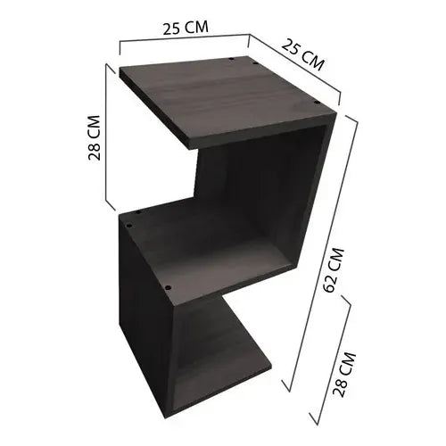 Mesa De Luz 3 Estantes Sajo Para Dormitorio Moderna Color Negro