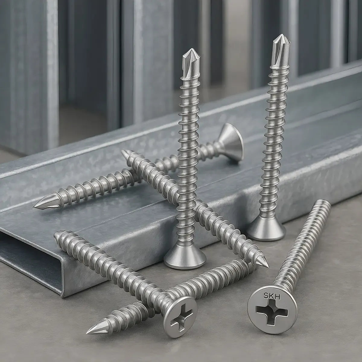 T4 Tornillo Punta Mecha 6x2 (3,5x50mm) Cabeza Fresada Para Perfileria Skyhard Bolsa Por 100 Unidades