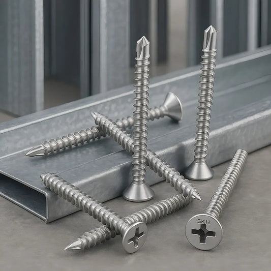 T4 Tornillo Punta Mecha 6x2 (3,5x50mm) Cabeza Fresada Para Perfileria Skyhard Bolsa Por 100 Unidades