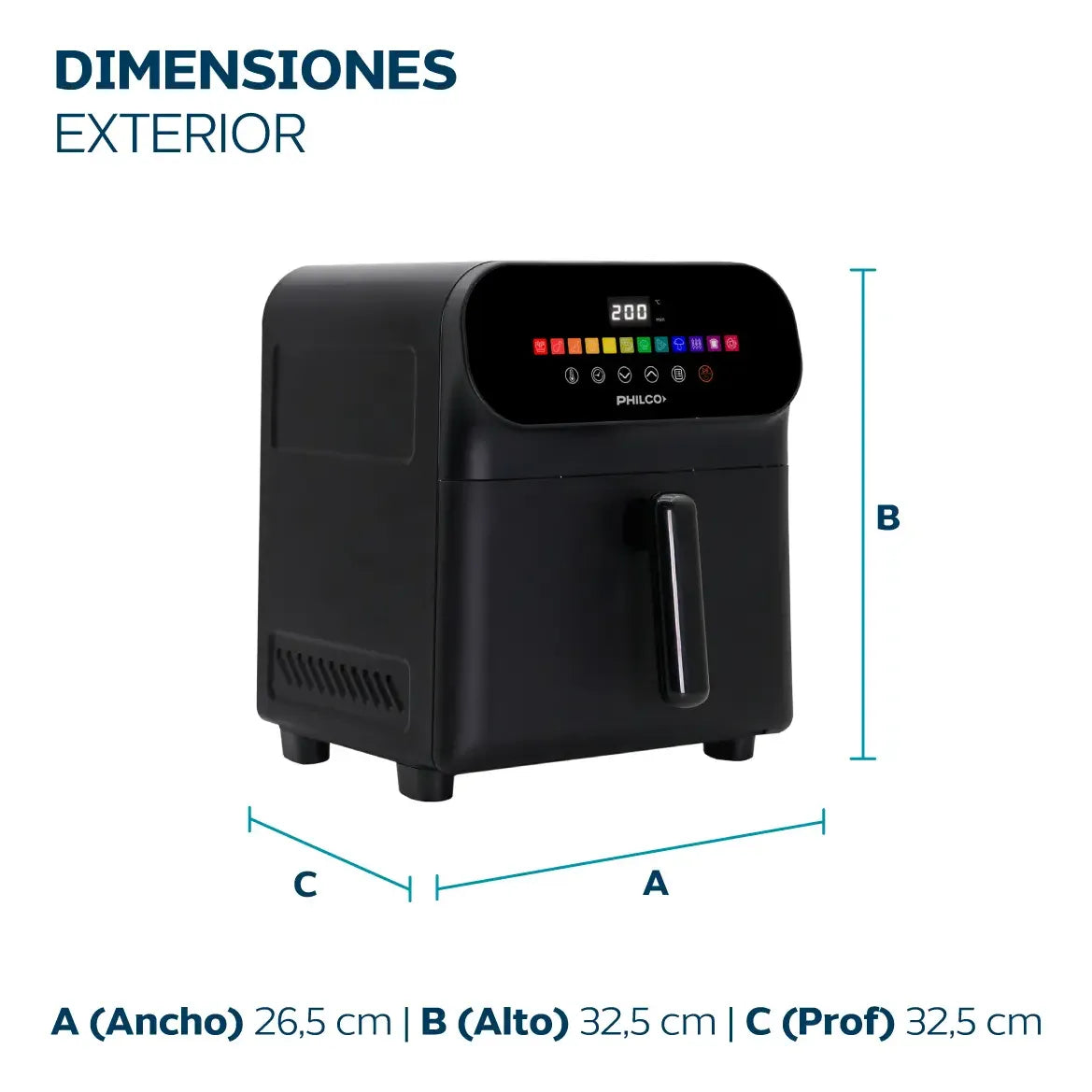 Freidora De Aire Philco Fr256ph 1700w 6 L 12 Programas De Cocción Negro
